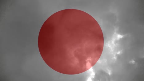 bandera japonesa en la tormenta