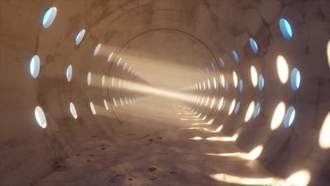 empty concrete tunnel with sunlight