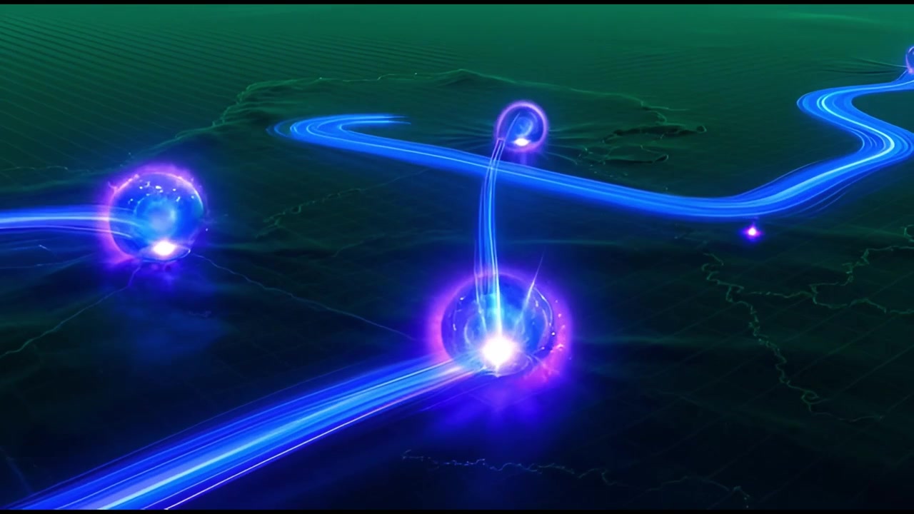 Futuristic Global Network with Glowing Data Transfer and Connections