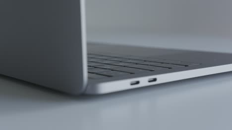 close-up of a silver laptop's edge