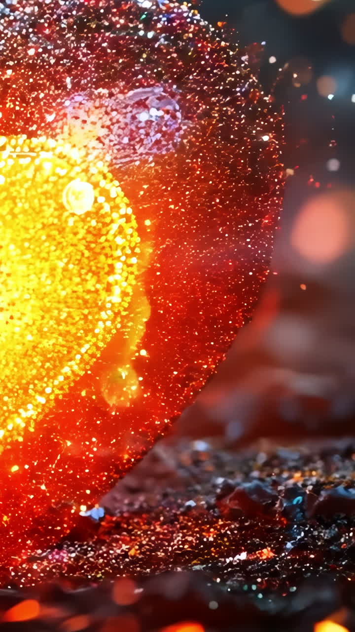 A heart made of glowing lights is on a dark surface. The heart is surrounded by a lot of light, making it stand out. Concept of warmth and love, as the heart is a symbol of affection