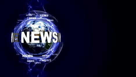 news text animation and earth, rendering, background, loop