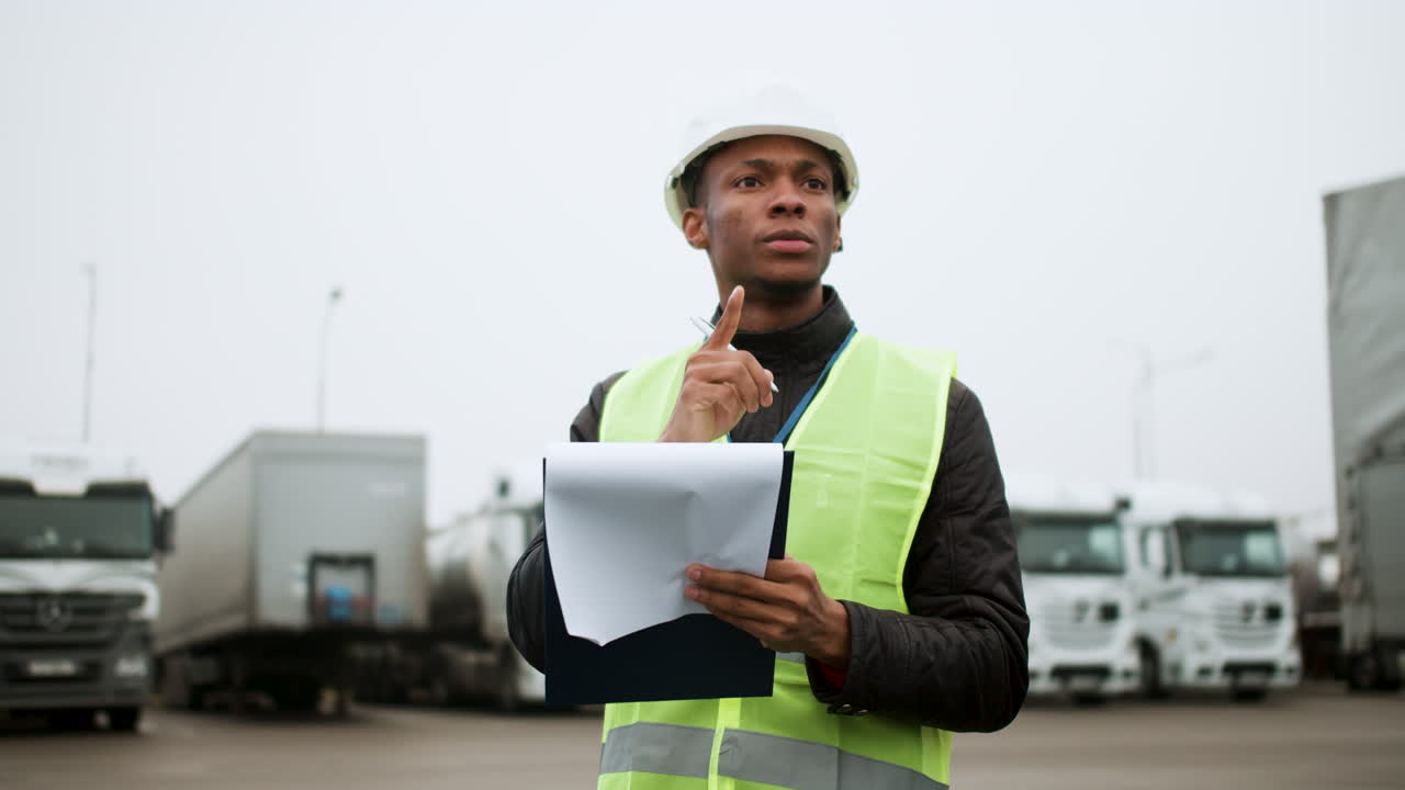 Worker writing on clipboard