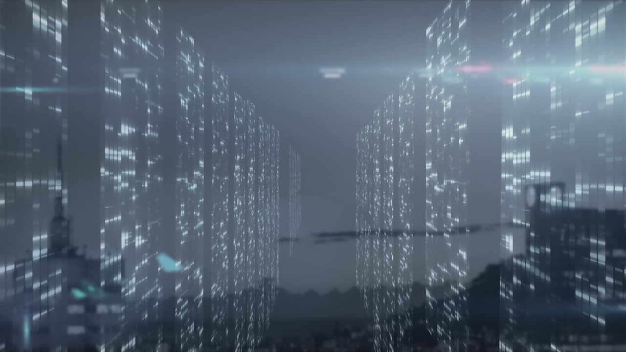 Animation of light spots over moving columns moving moving columns over light spots over light spots