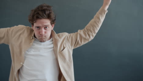 man expressing excitement
