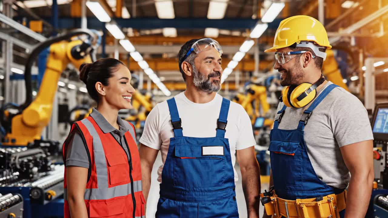 Factory Workers in a Modern Manufacturing Plant