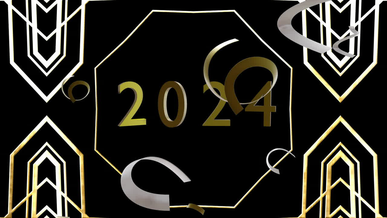 animación de los streamers de la fiesta de 2024 y patrón en fondo negro