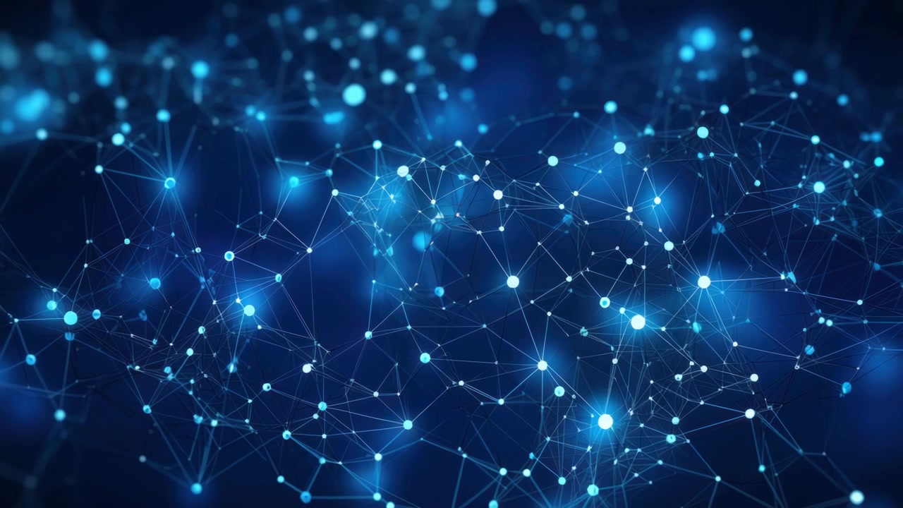 Animated Abstract Digital Network with Glowing Blue Connections