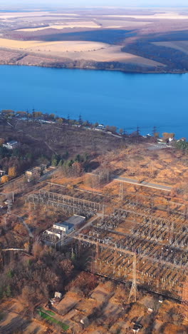 aerial view of autumn season landscapes. drone view of tree forest and lake.