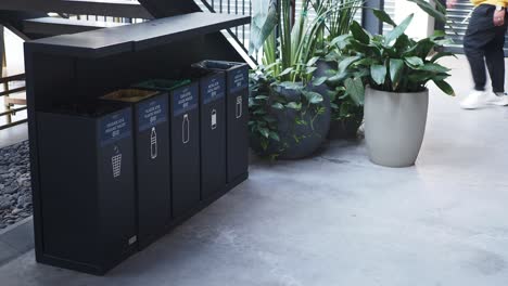 recycling bins with different waste categories