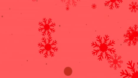 Animation-Von-Schnee,-Der-Auf-Roten-Hintergrund-Fällt