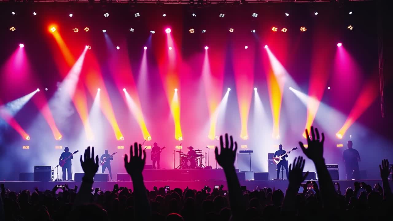 Concerto di musica dal vivo con la band che si esibisce sul palco