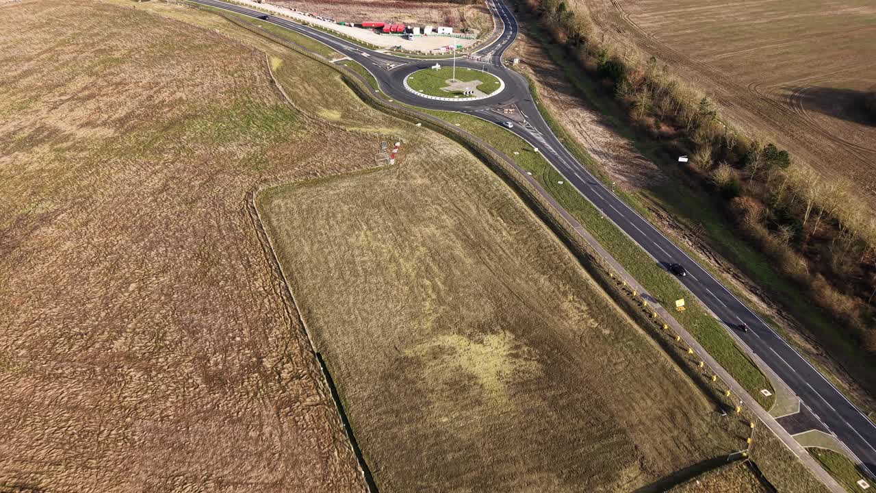 Aerial view of Waddesdon A41 roundabout and countryside landscape