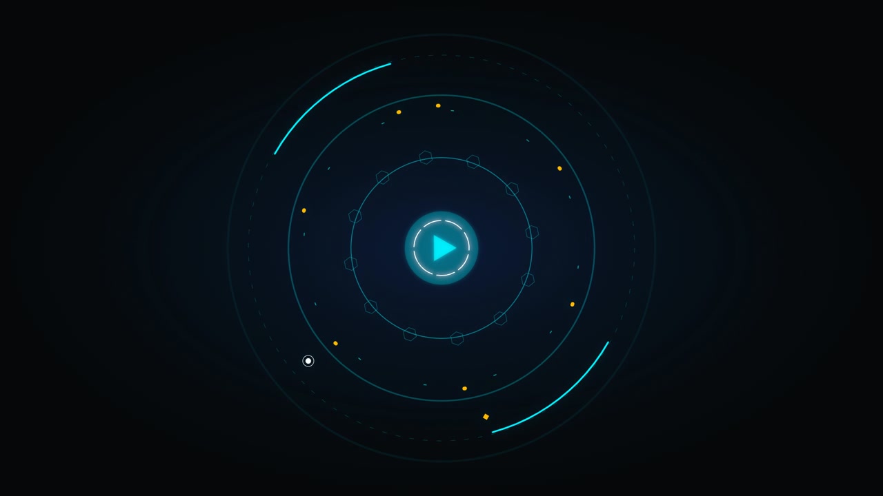 Futuristic Digital HUD Interface with Rotating Circular Elements