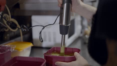 blending food in a commercial kitchen