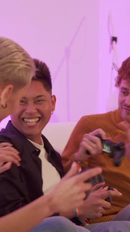 friends enjoying a lively video game session