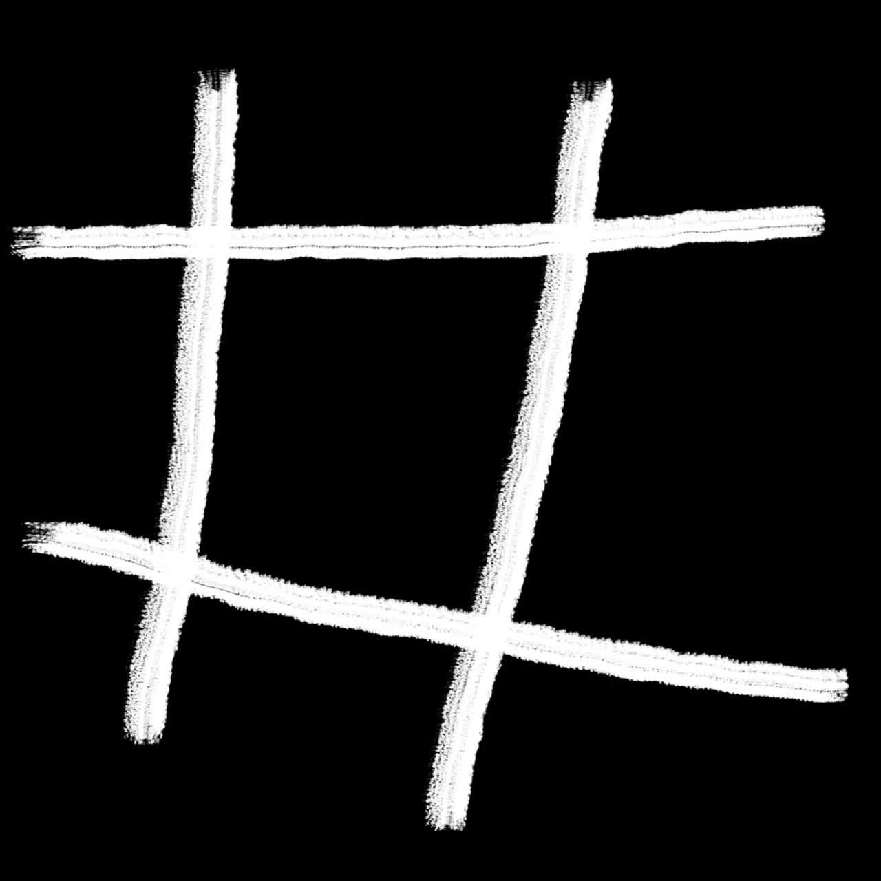 Pinceladas brancas animadas formando um símbolo de hashtag