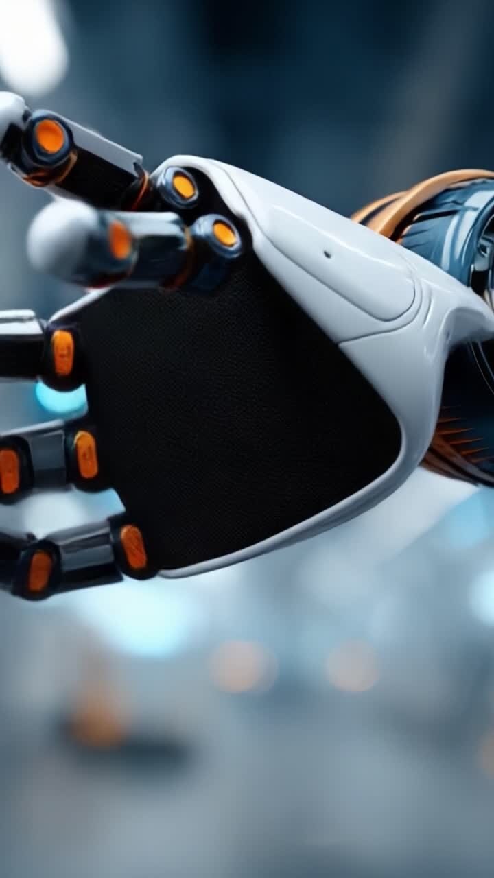 Advanced Robotic Hand Showcasing Intricate Mechanics and Modern Design in a Futuristic Setting