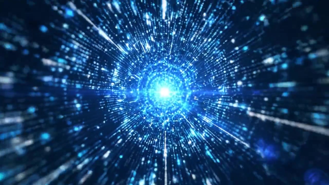 A Mesmerizing Journey Through a Cosmic Tunnel of Lights and Data, Capturing the Essence of Energy, Motion, and the Infinite Universe's Beauty in a Digital Realm.