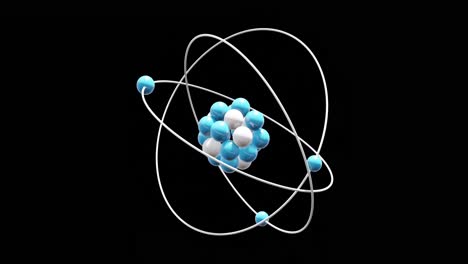 Animation-of-atom-model-spinning-on-black-background