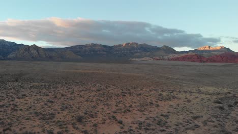 aerial drone shot of red rock canyon at sunset