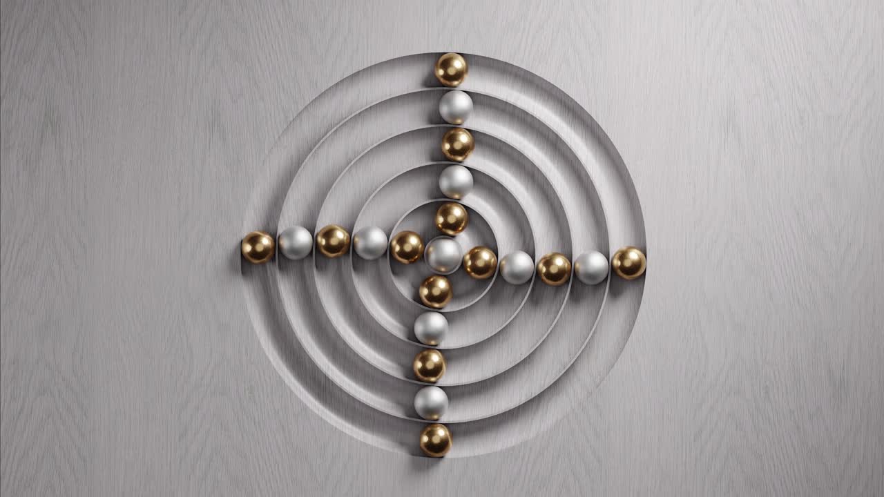 Dynamic Gold and Silver Spheres Moving on a Circular Target