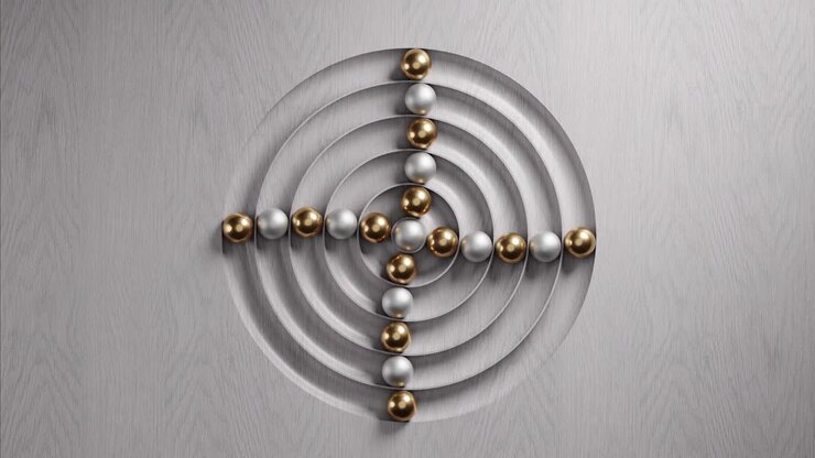 Dynamic Gold and Silver Spheres Moving on a Circular Target