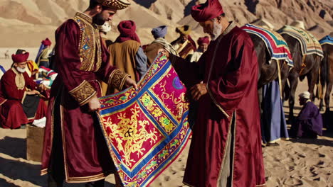 ancient caravans and royal escorts in the desert
