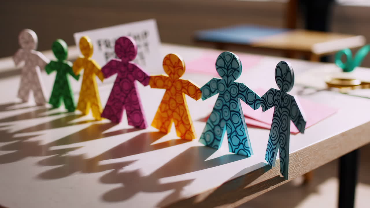 Paper People Holding Hands