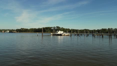 aerial view of sunken boat docked in alabama