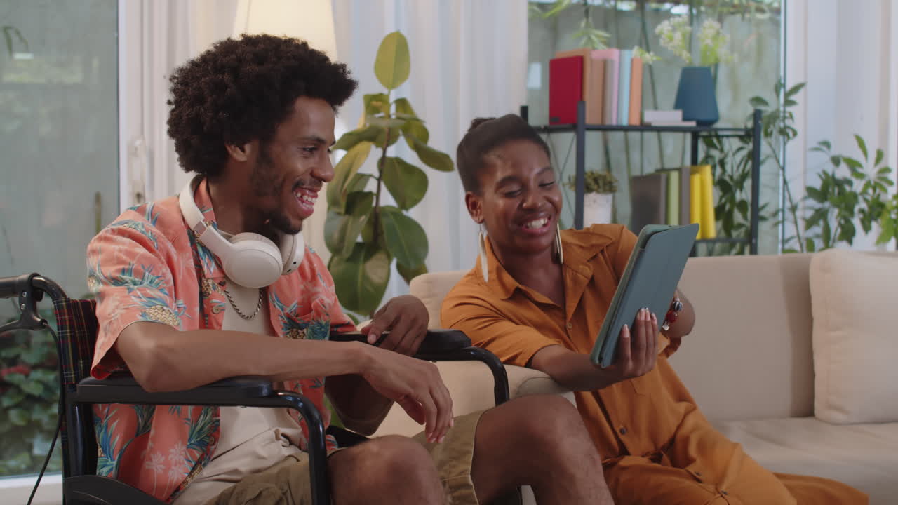 Diverse Friends Watching Videos on Tablet