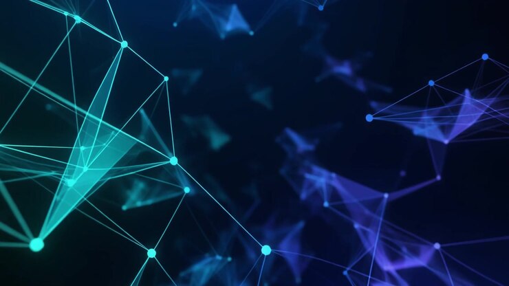 Connessione di rete digitale astratta con nodi e linee luminosi