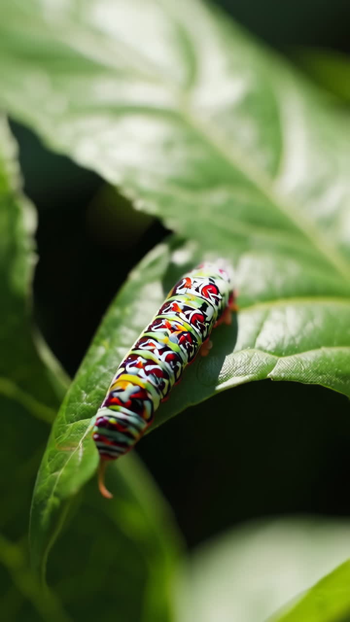 Colorful Caterpillar on a Leaf