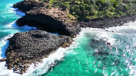 aerial view of unique volcanic rock formations