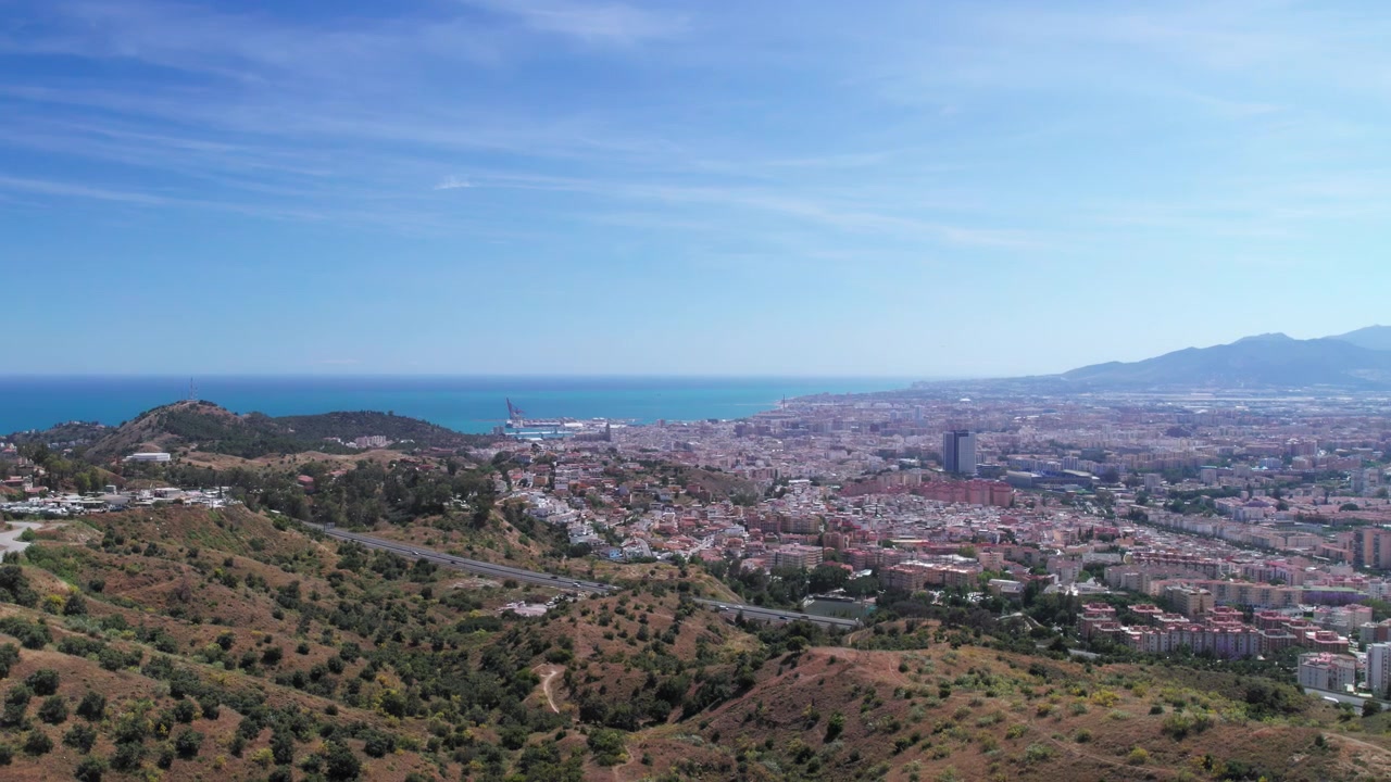 Veduta aerea di Malaga a mezzogiorno, Spagna.