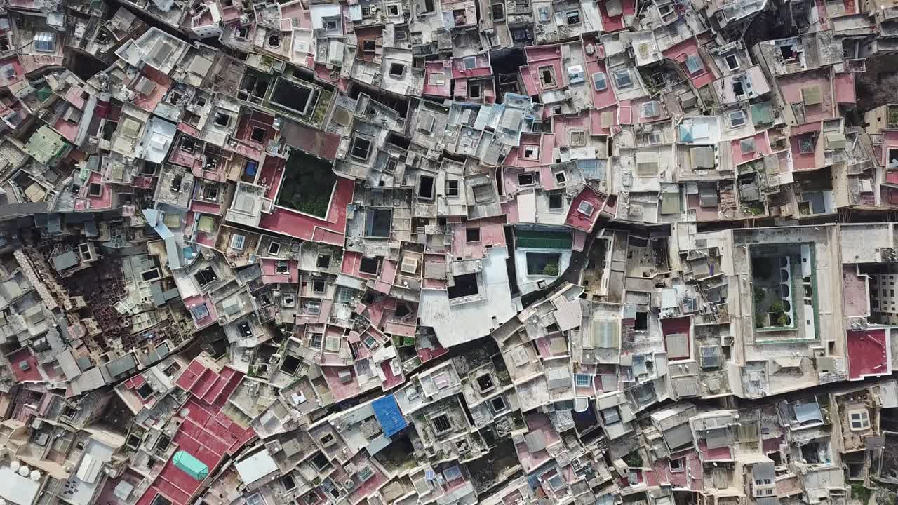 모로코 의 페스 에 있는 옛 메디나 의 공중 사진