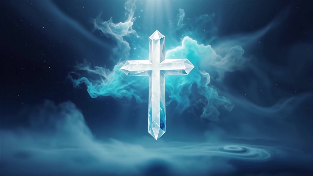 Christian Cross Heavenly Light Worship Background