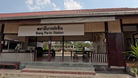 stationary view of a tranquil train station