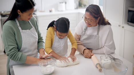 baking, helping and family in a kitchen