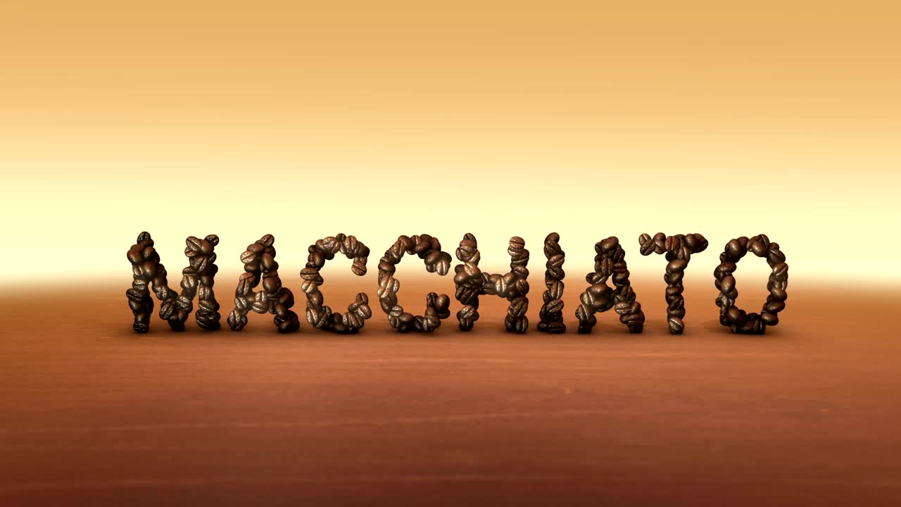 Seamless Stop Motion animation of 3d Coffee lettering