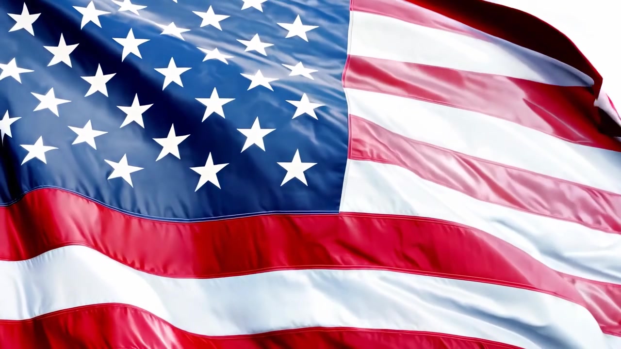 Prossimo piano della bandiera americana che sventola nel vento