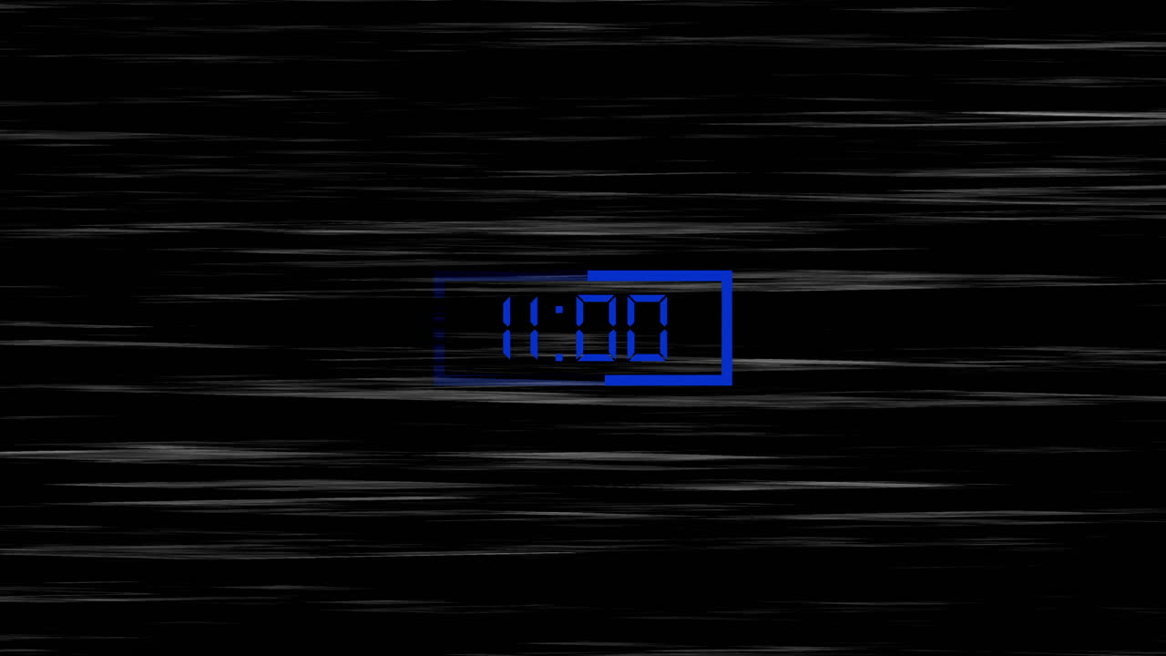 Blue Digital Timer Counting Down on Abstract Black Background