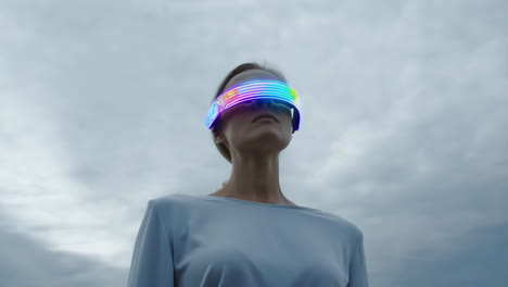 woman with futuristic vr headset