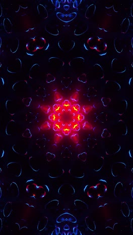 colorful animation design with red background. kaleidoscope vj loop vertical