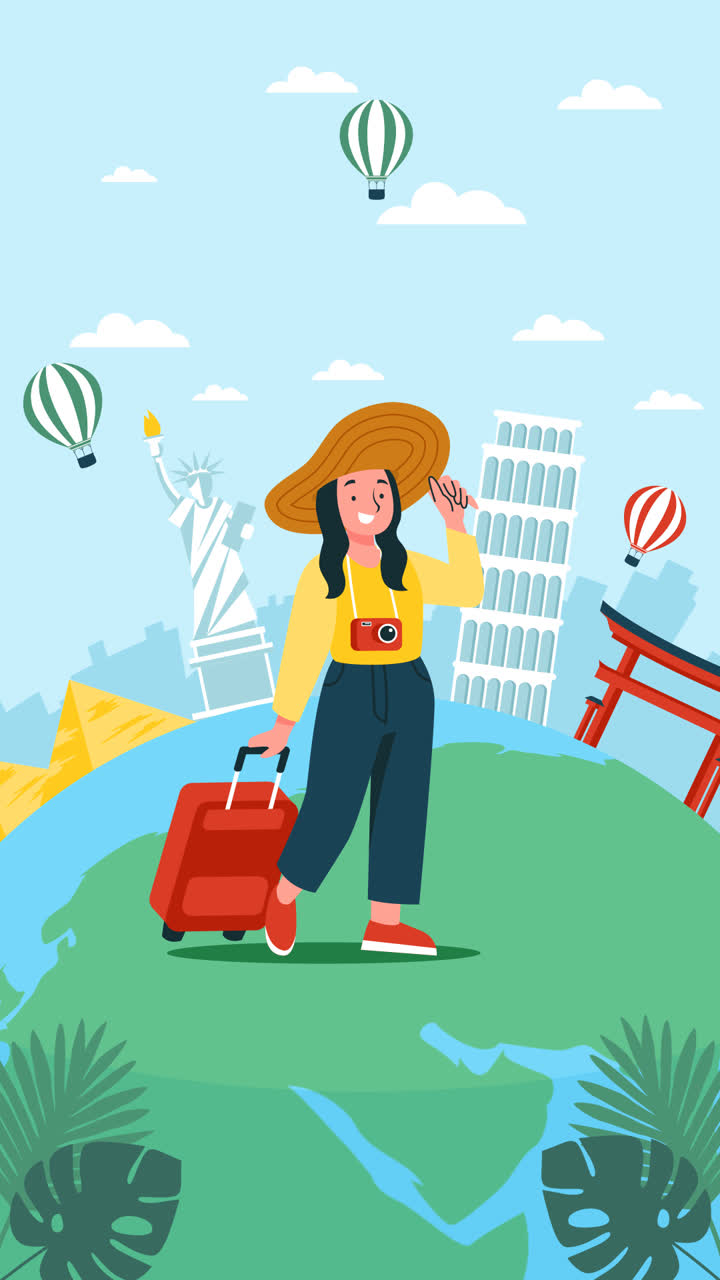 An animation of Flat illustration for world tourism day
