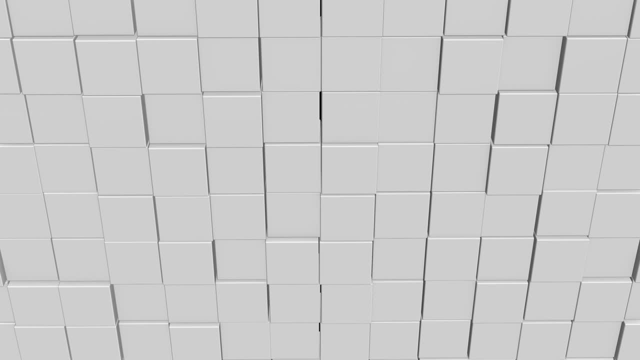 cubos de red con información en el interior, moviéndose y conectándose, formando una pared cúbica.