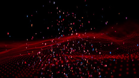 animación de confeti y manchas sobre fondo negro