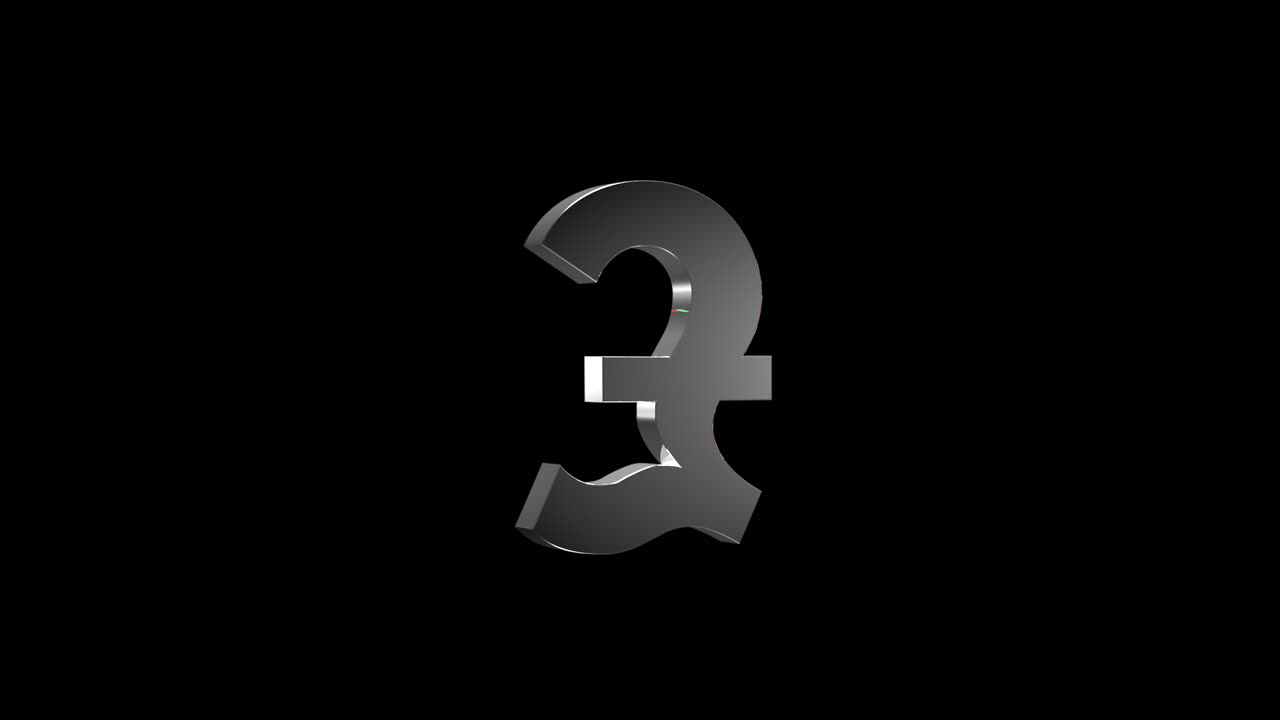 3D model with alpha channel of the Great British Pound symbol reflecting a candlestick chart and flag, ideal for video presentations or financial business use in Forex trading and currency exchange