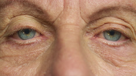 macro of eyes, vision and face of senior person