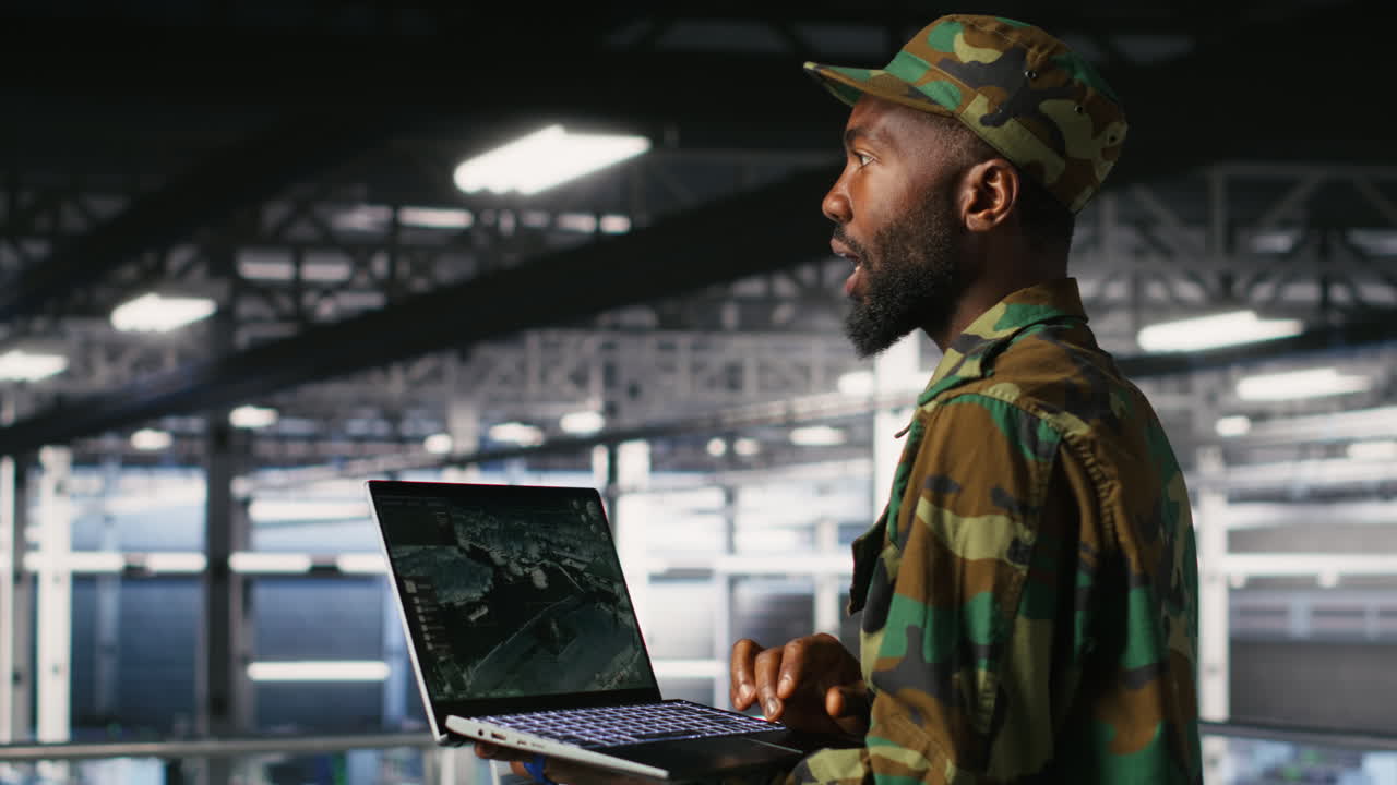Soldier in server room uses geospatial data to support emergency operations